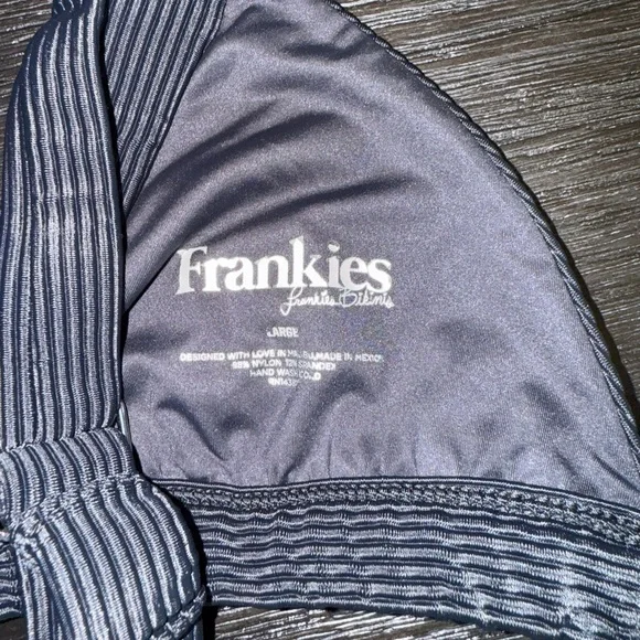 Frankies Bikinis Georgia Ribbed Bralette Bikini Top in Black | Size: Large - Picture 6 of 6